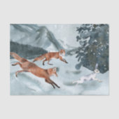 Fox Hunting Winter landscape Waterverf Tissuepapier (Voorkant)