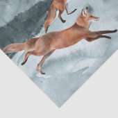 Fox Hunting Winter landscape Waterverf Tissuepapier (Detail)