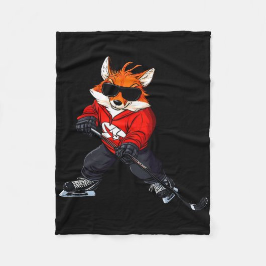 Fox Ice Hockey Player Fleece Deken (Voorkant)