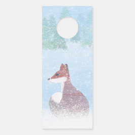 Fox in a Snowy Forest Door Hanger