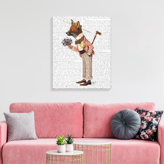Fox in Boater Canvas Afdruk (Insitu (Woonkamer))