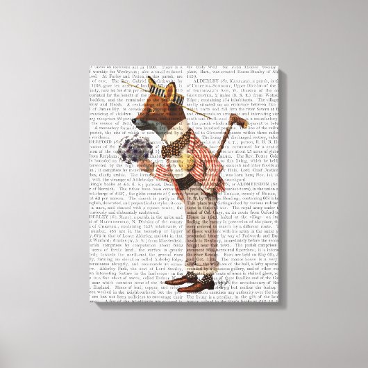 Fox in Boater Canvas Afdruk (Voorkant)