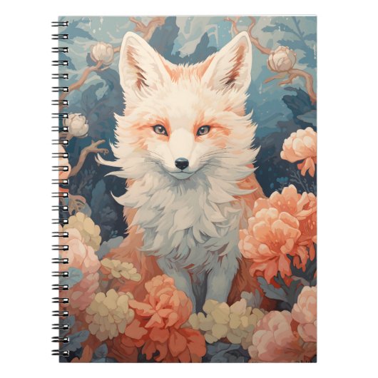 Fox in bos Mooie bloemenvos Notitieboek (Voorkant)
