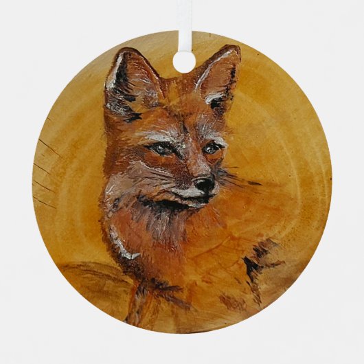 Fox in de Bossen Metalen Ornament (Voorkant)