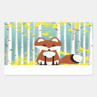 Fox in de Herfst Birches Rechthoekige Sticker