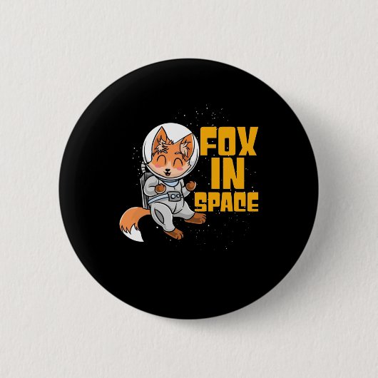 Fox in de ruimte ronde button 5,7 cm (Voorkant)