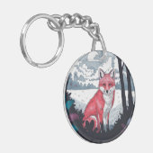 Fox in Forest Clearing Ronde Acryl Sleutelhanger (Voorkant Links)