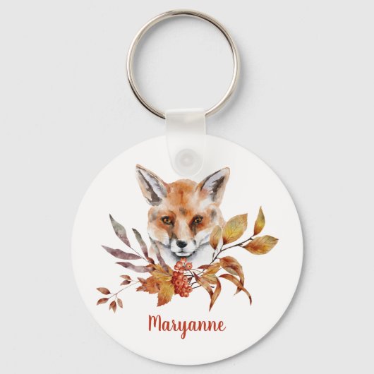 Fox in Herfst / Autumn Leaves Sleutelhanger (Voorkant)