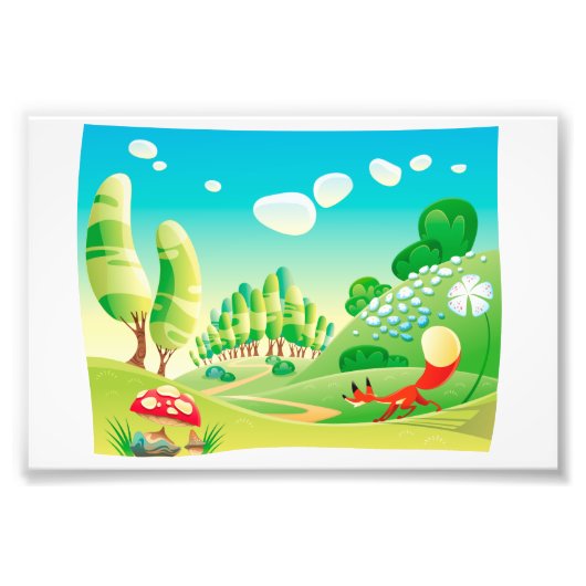 Fox in het hout. foto afdruk (Voorkant)