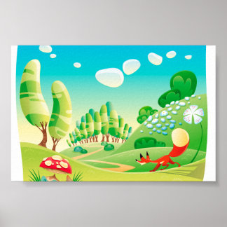 Fox in het hout. poster