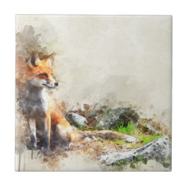 Fox in het wilde schilderij tegeltje