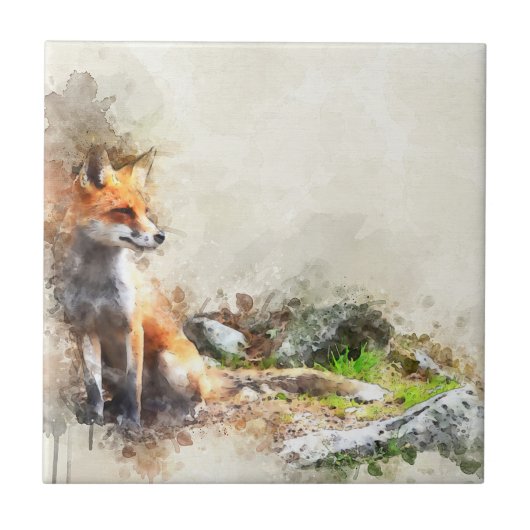 Fox in het wilde schilderij tegeltje (Voorkant)