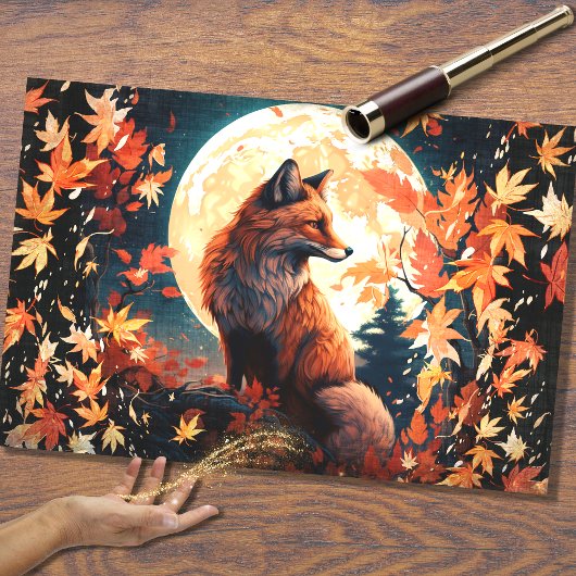 Fox in Moonlight 1 Decoupage Papier
