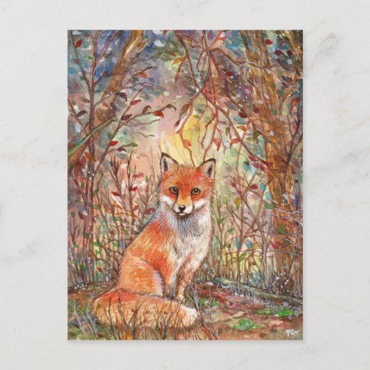 Fox in najaar Bossen Briefkaart (Voorkant)