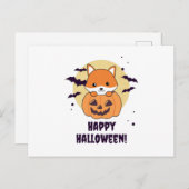Fox in pomkin sweet foxes Happy Halloween Briefkaart (Voorkant / Achterkant)