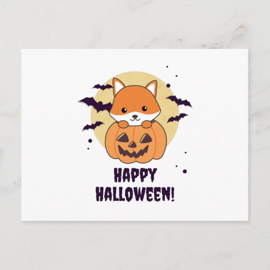 Fox in pomkin sweet foxes Happy Halloween Briefkaart (Voorkant)