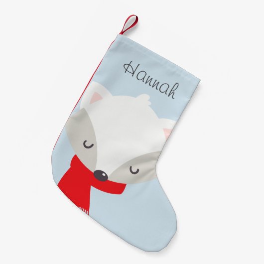 Fox in Scarf Persoonlijk Kleine Kerstsok (Voorkant (Hangend))