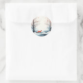 Fox in Sneeuw Ronde Sticker - Kerstmis (Tas)