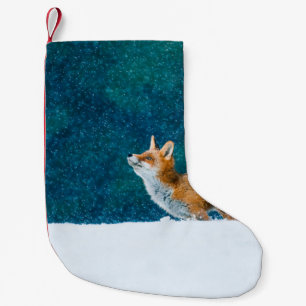 Fox in sneeuwval. Rode vos, vulpes, springen i Kleine Kerstsok