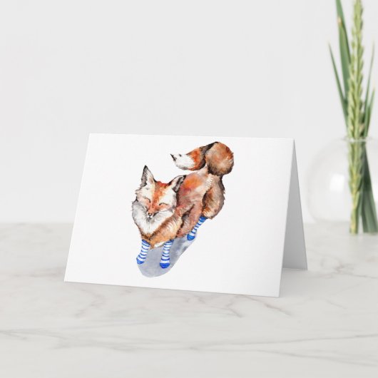 Fox in Sokken Feestdagen Kaart (Voorkant)