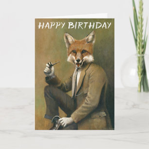  Fox in Suit Birthday-kaart Kaart