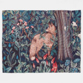 Fox in The Forest, William Morris Fleece Deken (Voorkant (Horizontaal))