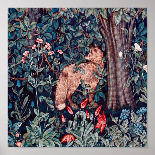 Fox in The Forest, William Morris Poster (Voorkant)