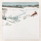 Fox in the Snow, 1935, van Newell Convers Wyeth Glazen Onderzetter (Voorkant)