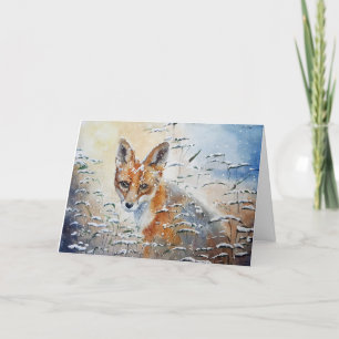 Fox in the snow Christmas card Feestdagen Kaart
