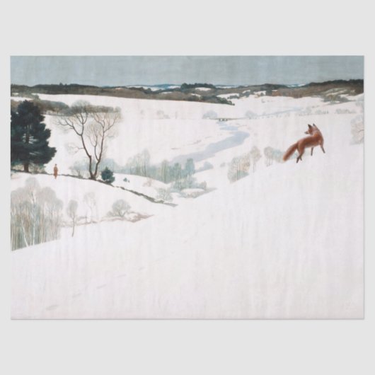 Fox in the Snow van Newell Convers Wyeth Tissuepapier (Voorkant)