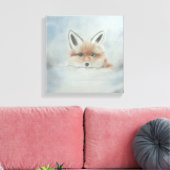 Fox in winter canvas art afdruk (Insitu (Woonkamer))