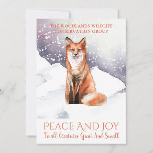 Fox In Winter Sneeuw Zakelijke Kerstvakantie Feestdagenkaart