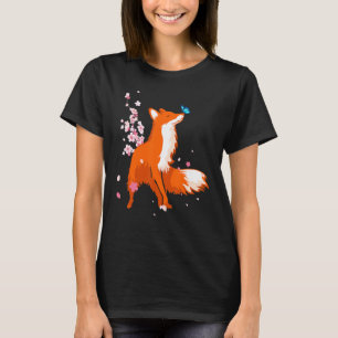 Fox Japanese Culture Cherry Blossom Women Mannen T-shirt