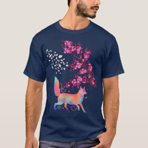 Fox Japanse esecherry-bloesems Bloem cadeaus T-shirt