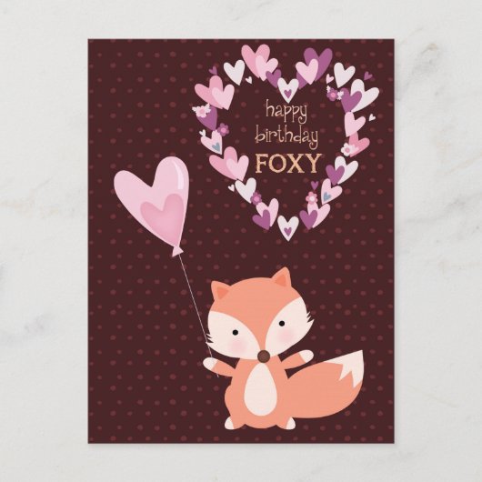Fox Joyeux Anniversaire Foxy carte postale (Devant)
