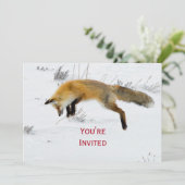 Fox Jumping Sneeuwfotokerst Kaart (Staand voorkant)