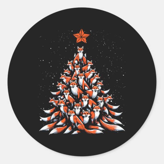 Fox kerstboom Fox kerstboom Ronde Sticker (Voorkant)
