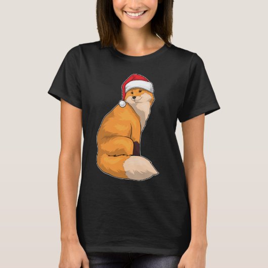 Fox Kerstmis Kerstman hoed T-shirt (Voorkant)