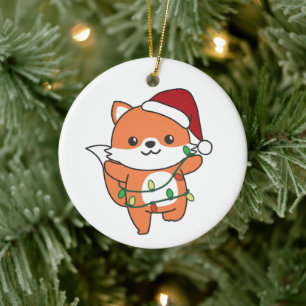 Fox Kerstmis Winter Dieren Vakantie Vossen Keramisch Ornament