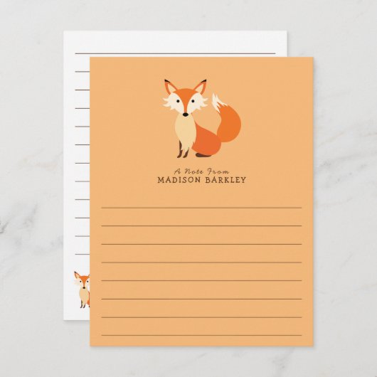 Fox Kind Kute Flat Briefpapier Kaarten (Voorkant / Achterkant)