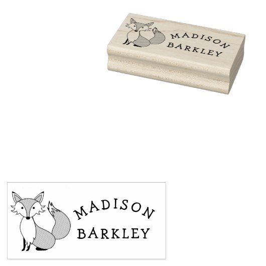 Fox Kind Leuke Bos Dieren Naam Rubberstempel (Gestempeld)