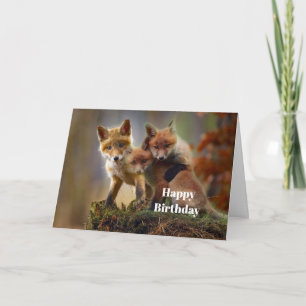 Fox Kits Foto Birthday Kaart