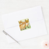 Fox Kits Vierkante Sticker (Envelop)