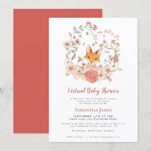 Fox koraal Foliage Virtual Baby shower Kaart
