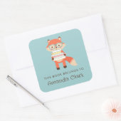 Fox leesplaat vierkante sticker (Envelop)