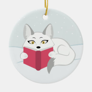 Fox lezen keramisch ornament