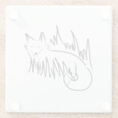 Fox Line Art Glazen Onderzetter (Achterkant)