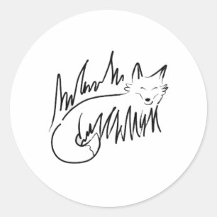 Fox Line Art Ronde Sticker
