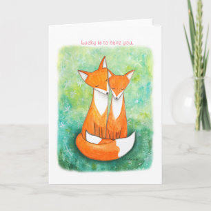 Fox Love Couple Valentijnsdag, Jubileum gift Kaart