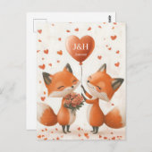 Fox Love Design met  Initialen Briefkaart (Voorkant / Achterkant)